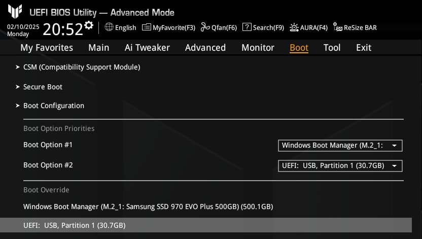 Danh sách nút vào BIOS