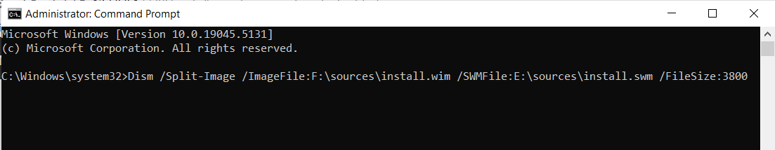 command prompt split image
